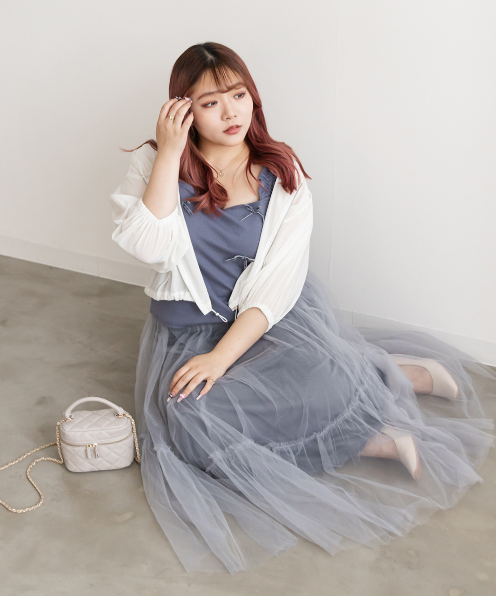 アシメ切替チュールスカート