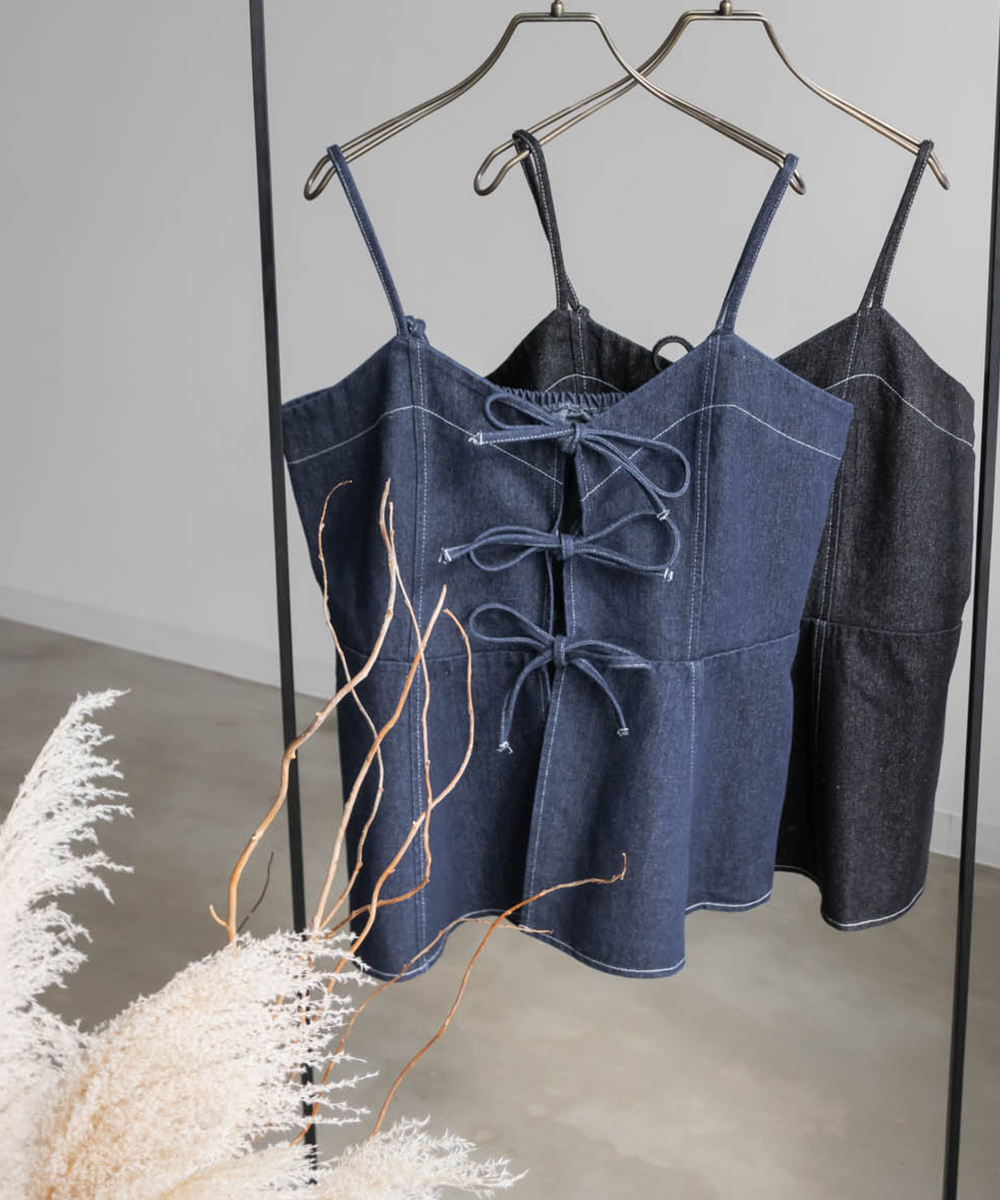 フロントリボンデニムビスチェ