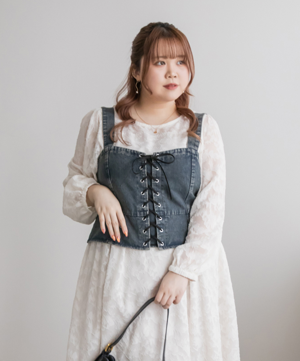 CLETTEオリジナル★レースアップデニムビスチェ