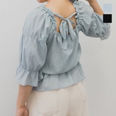 バックリボンスクエアネックブラウス1