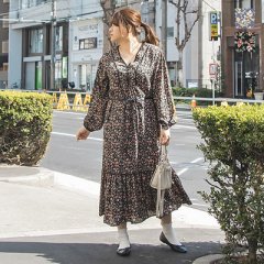 cletteオリジナル★裾ティアードパイピング花柄ワンピース3