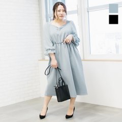 袖シフォンハートネックワンピース3