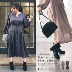 cletteオリジナル★ギャザーデザインシャツワンピース3