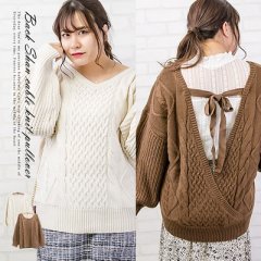 バックシャンケーブルニットプルオーバー1