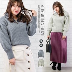 ジップ使いボリュームスリーブニット6
