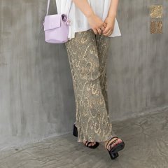 ウエストゴムペイズリー柄プリーツパンツ1