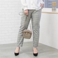 チェック柄フロントタックテーパードパンツ4