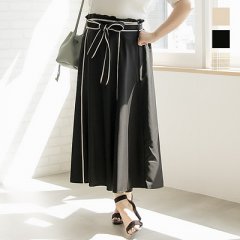 ウエストリボン配色パイピングロングスカート4