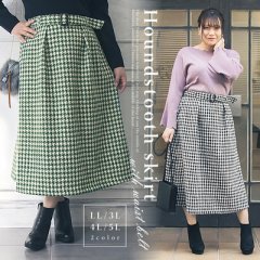cletteオリジナル★ウエストベルト付千鳥柄スカート7