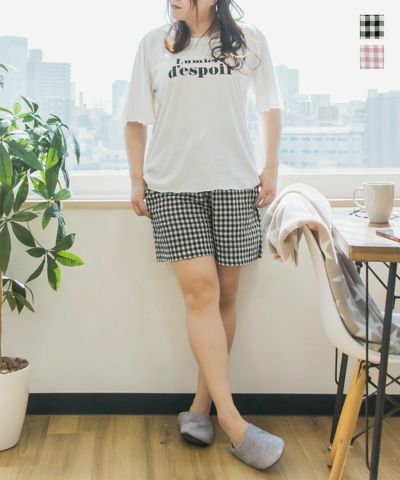 Cletteオリジナル ルームウェアtシャツ ギンガムショートパンツセット 大きいサイズ レディース専門店 Clette クレット 公式