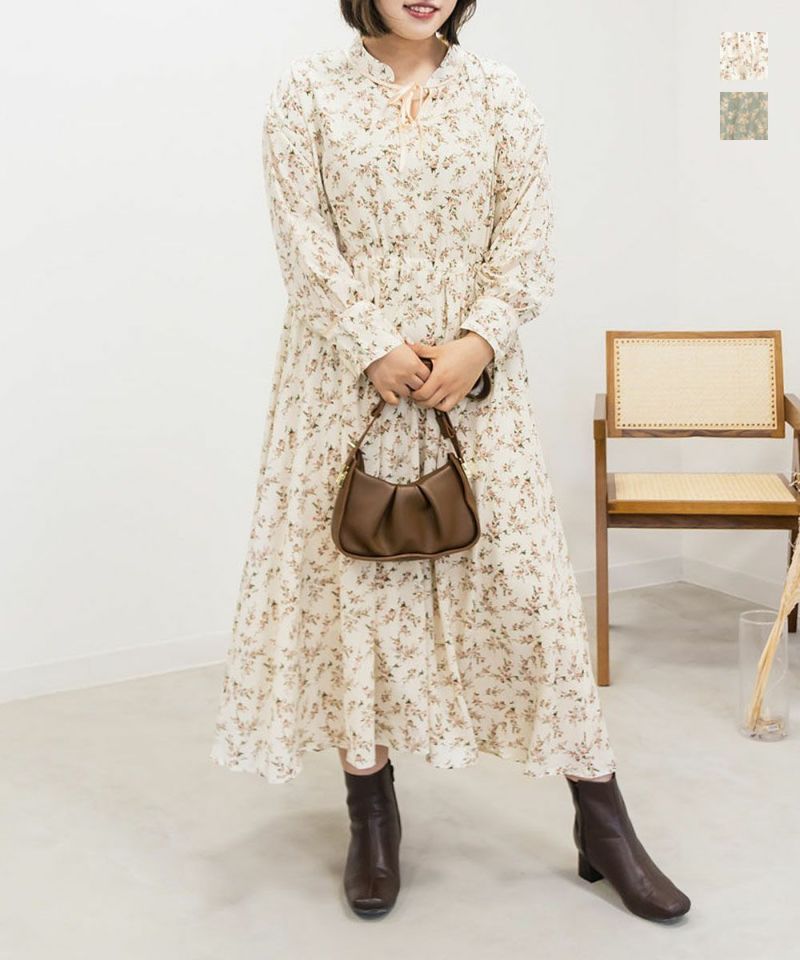 Cletteオリジナル 花柄ボウタイワンピース 大きいサイズ レディース専門店 Clette クレット 公式 Cletteオリジナル 花柄ボウタイワンピース 大きいサイズ レディース専門店 Clette クレット 公式