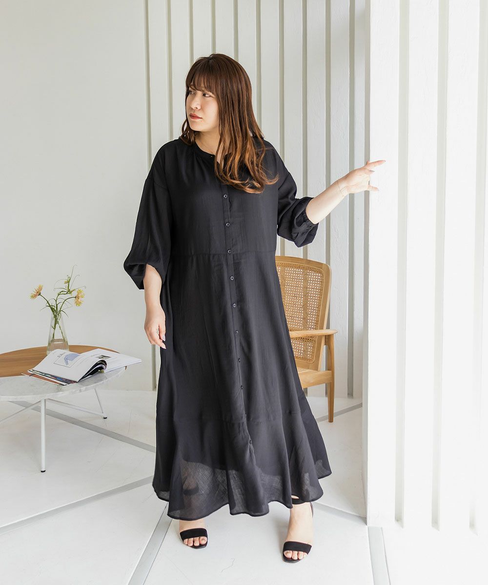 Cletteオリジナル 裾切替え楊柳ワンピース 大きいサイズ レディース専門店 Clette クレット 公式