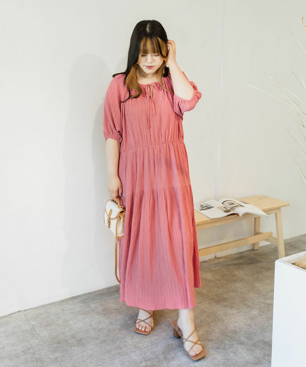 前後2wayワッシャー楊柳ワンピース 大きいサイズ レディース専門店 Clette クレット 公式