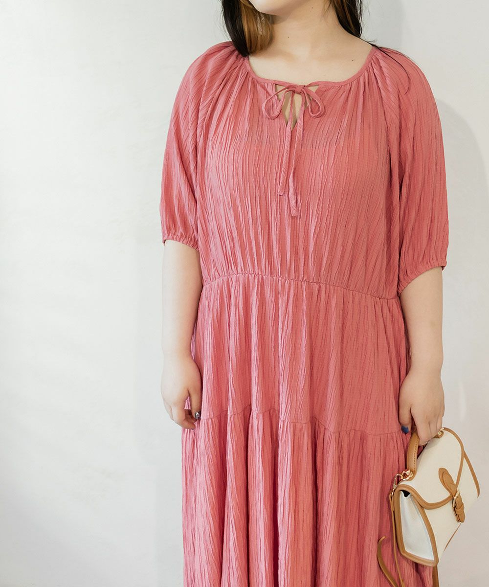 前後2wayワッシャー楊柳ワンピース 大きいサイズ レディース専門店 Clette クレット 公式