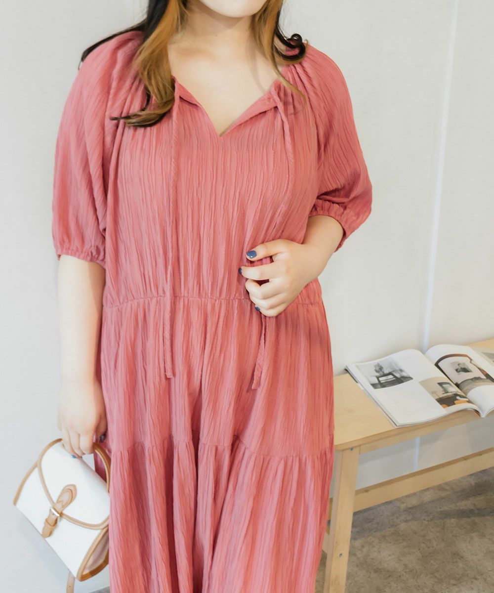 前後2wayワッシャー楊柳ワンピース 大きいサイズ レディース専門店 Clette クレット 公式