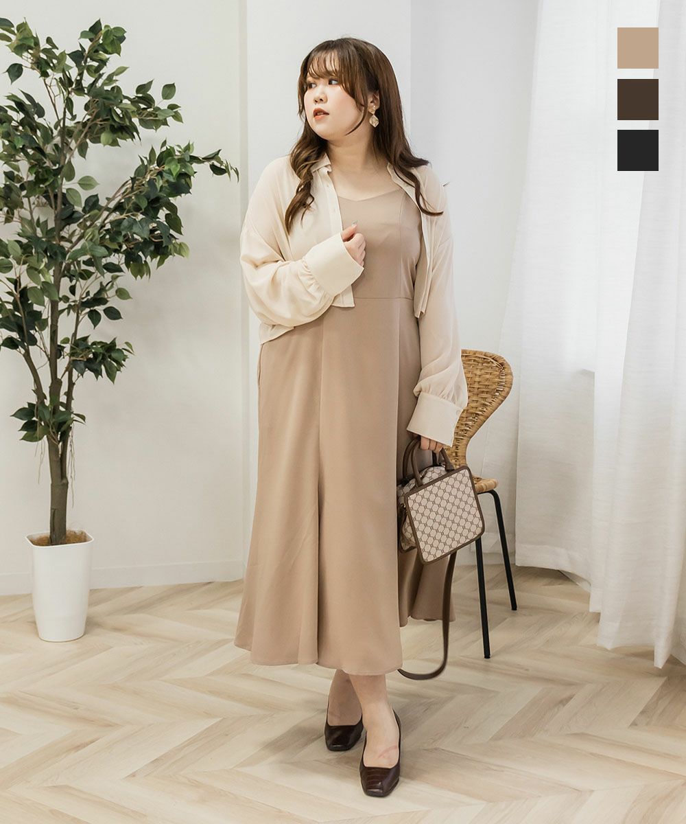 Cletteオリジナル シア シャツ キャミワンピースセット 大きいサイズ レディース専門店 Clette クレット 公式
