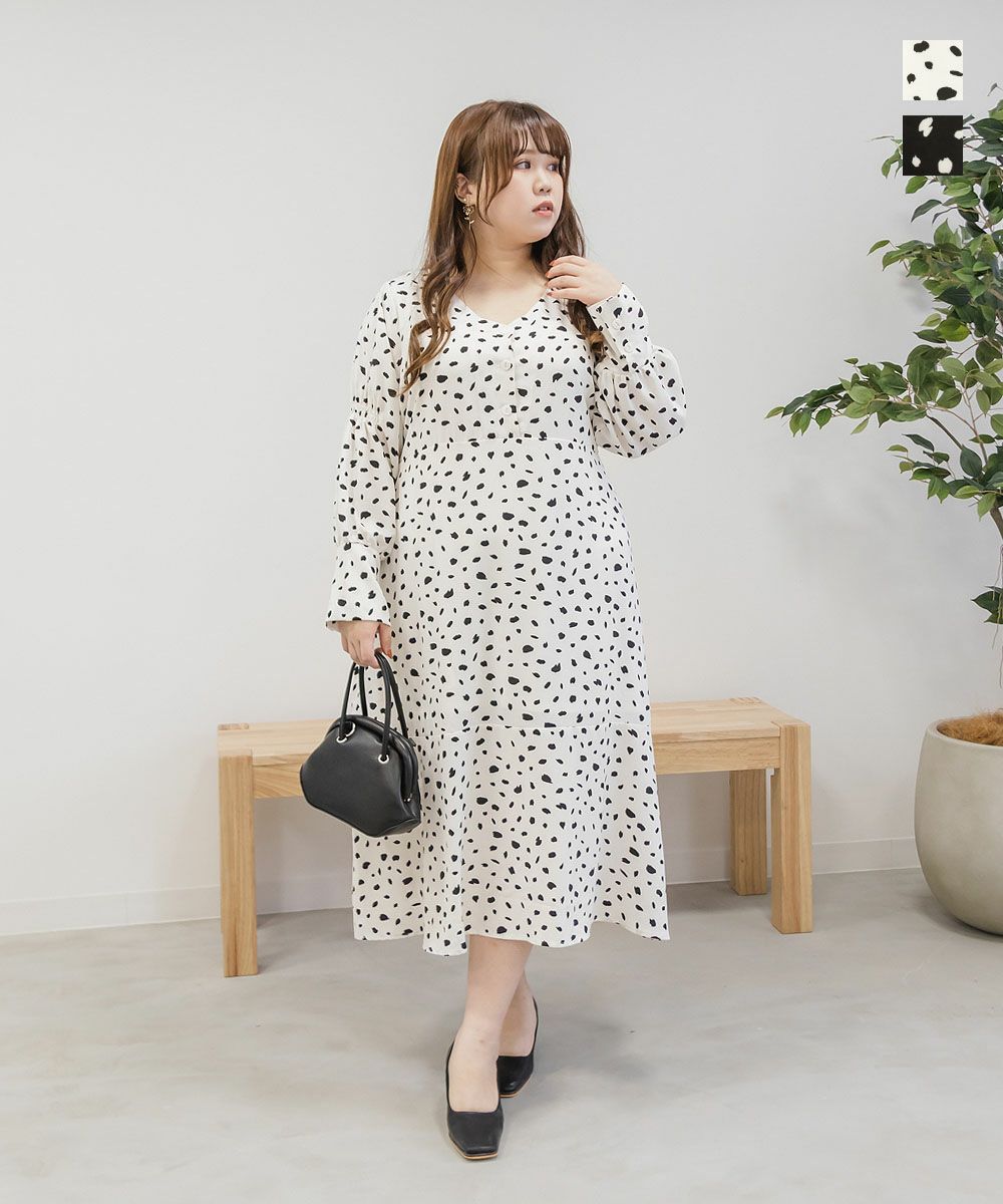 ダルメシアン柄ワンピース 大きいサイズ レディース専門店 Clette クレット 公式