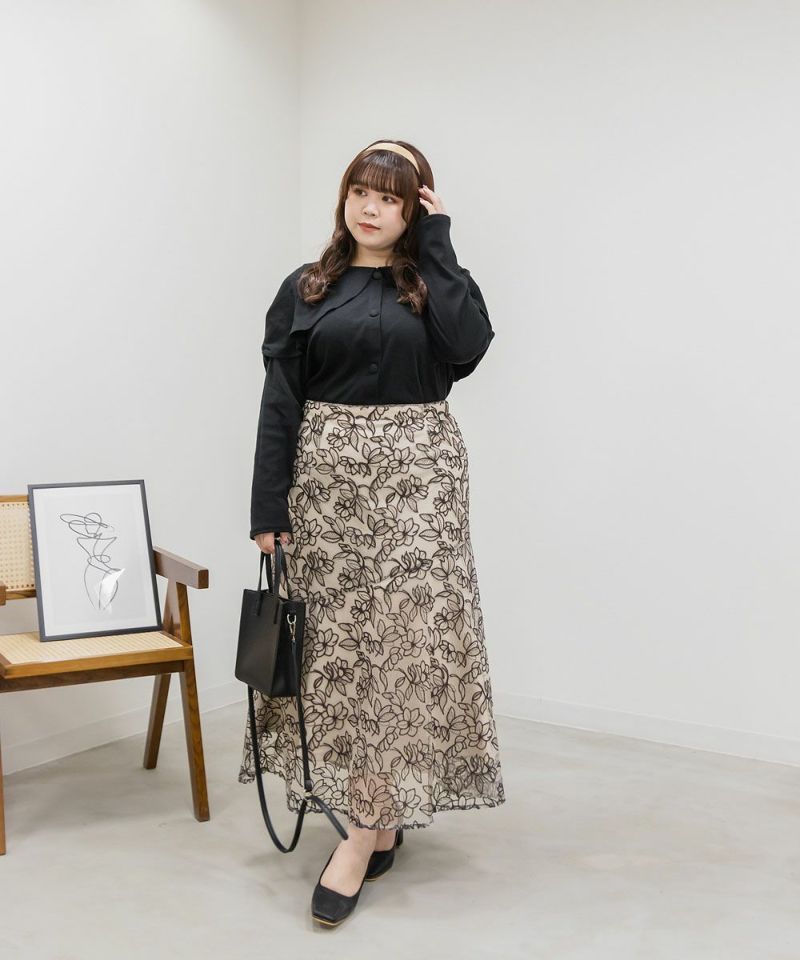 花柄刺繍マーメイドスカート | 大きいサイズ レディース専門店 CLETTE 