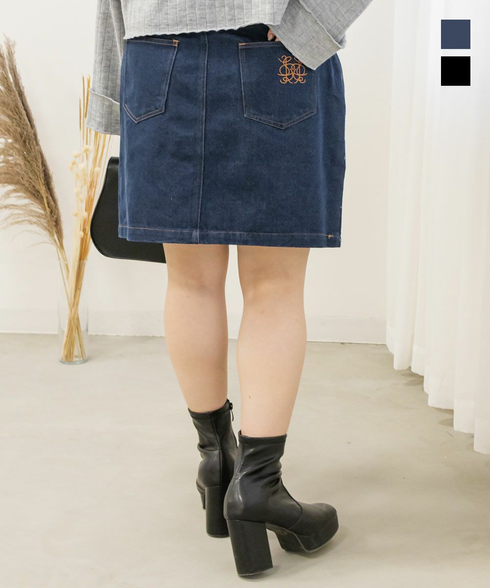 ポケット刺繍デニムミニスカート | 大きいサイズ レディース専門店  