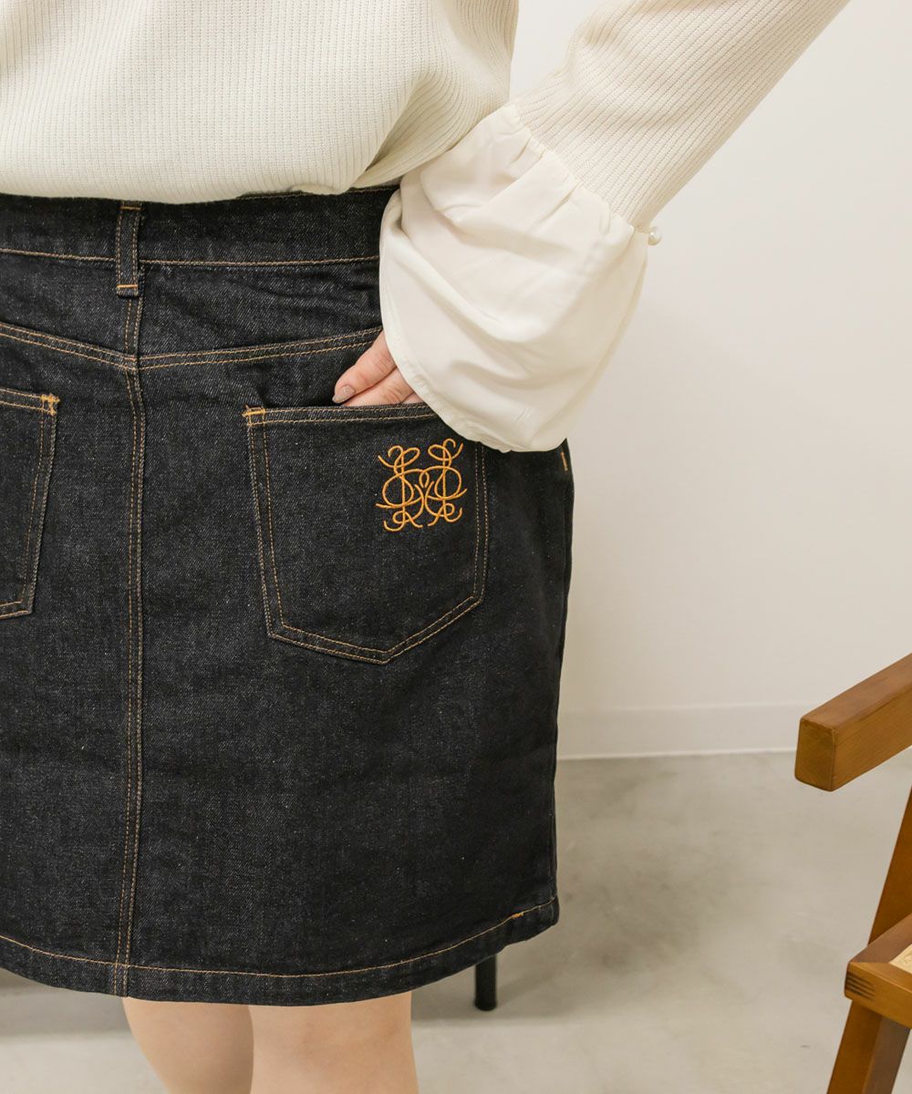 ポケット刺繍デニムミニスカート | 大きいサイズ レディース専門店  