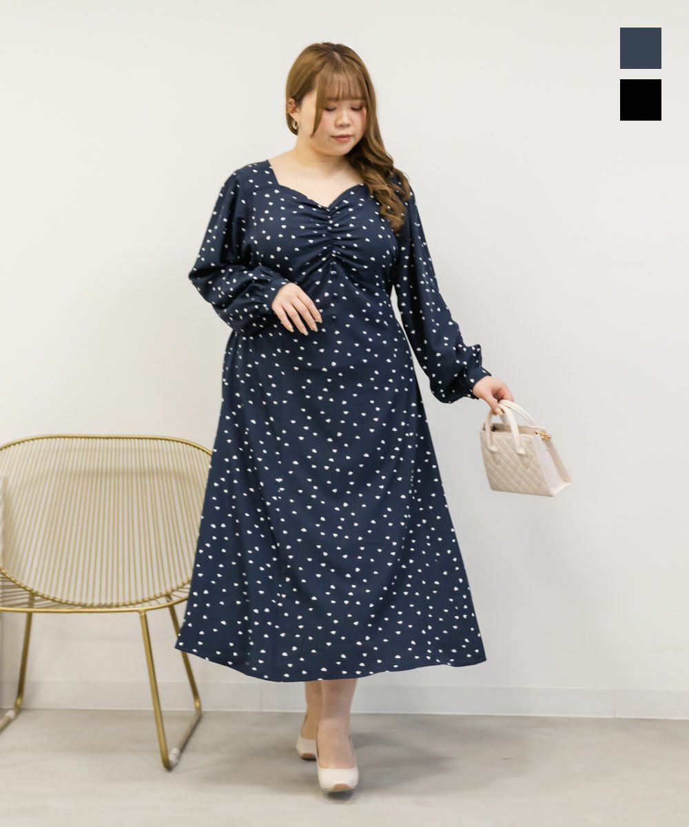 CLETTEオリジナル☆ハート柄ワンピース | 大きいサイズ レディース専門  