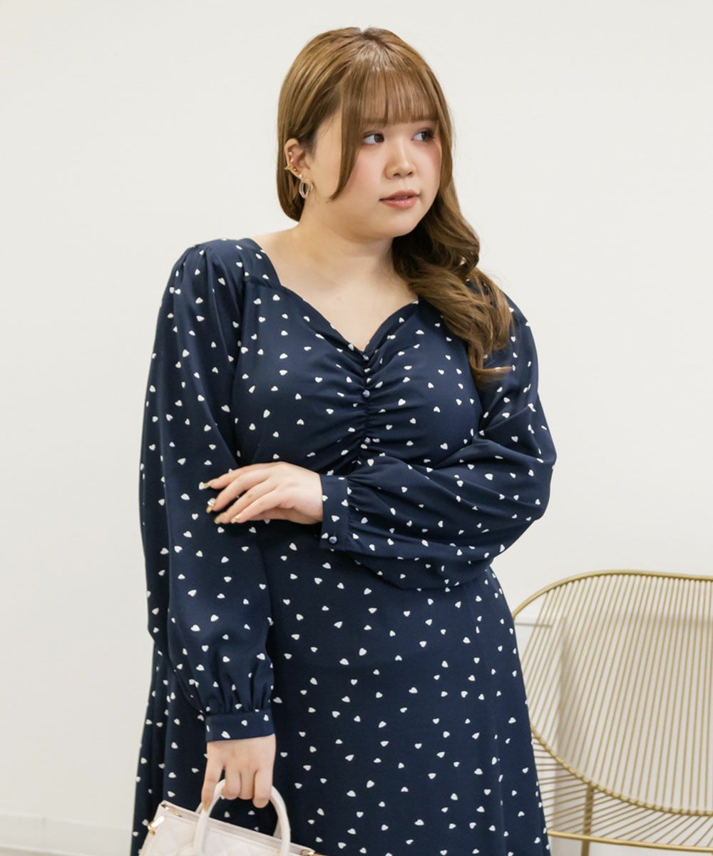 CLETTEオリジナル☆ハート柄ワンピース | 大きいサイズ レディース専門  