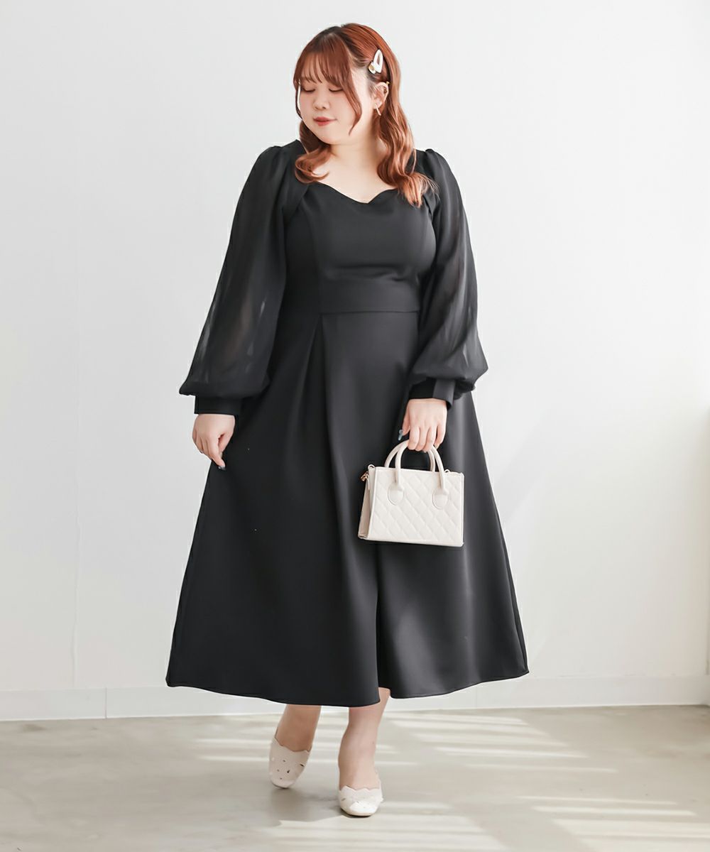 CLETTEオリジナル☆シアー袖ワンピース | 大きいサイズ レディース専門