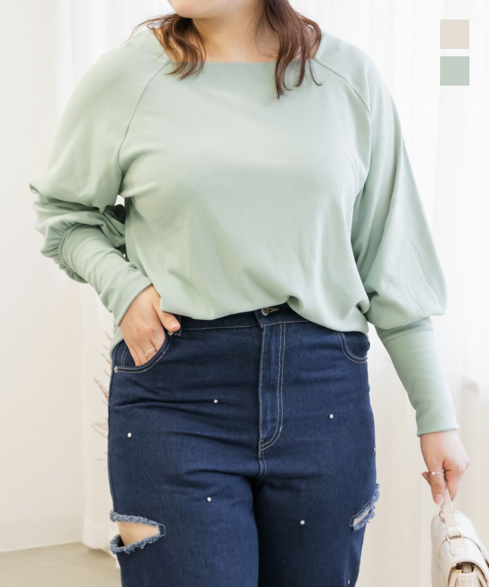 スクエアネックボリュームスリーブプルオーバー | 大きいサイズ  