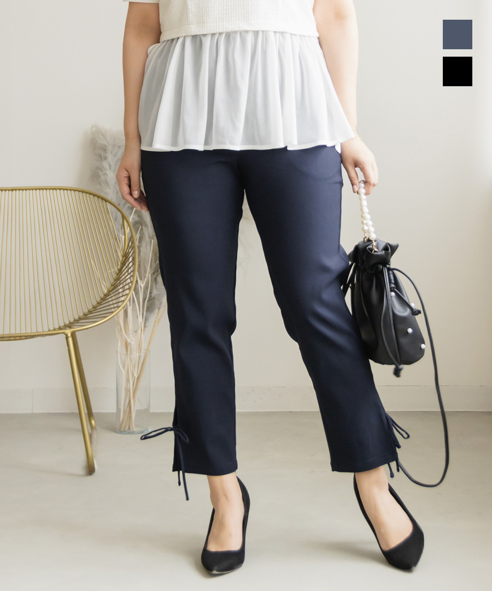 ＆ellecy リボン付きワイドパンツ フリーサイズ ロイスクレヨン ellecy  