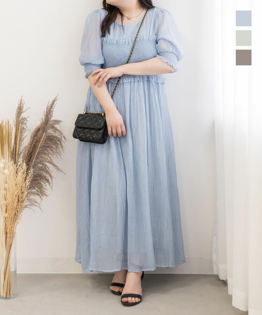 CLETTEオリジナル☆レイヤード風シャーリングワンピース | 大きい  