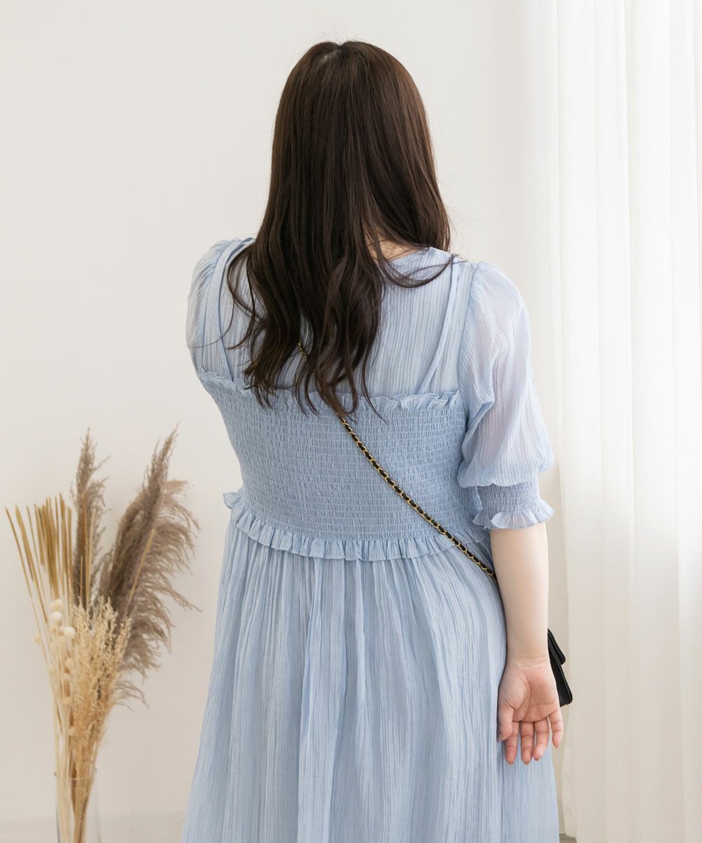 CLETTEオリジナル☆レイヤード風シャーリングワンピース | 大きい  