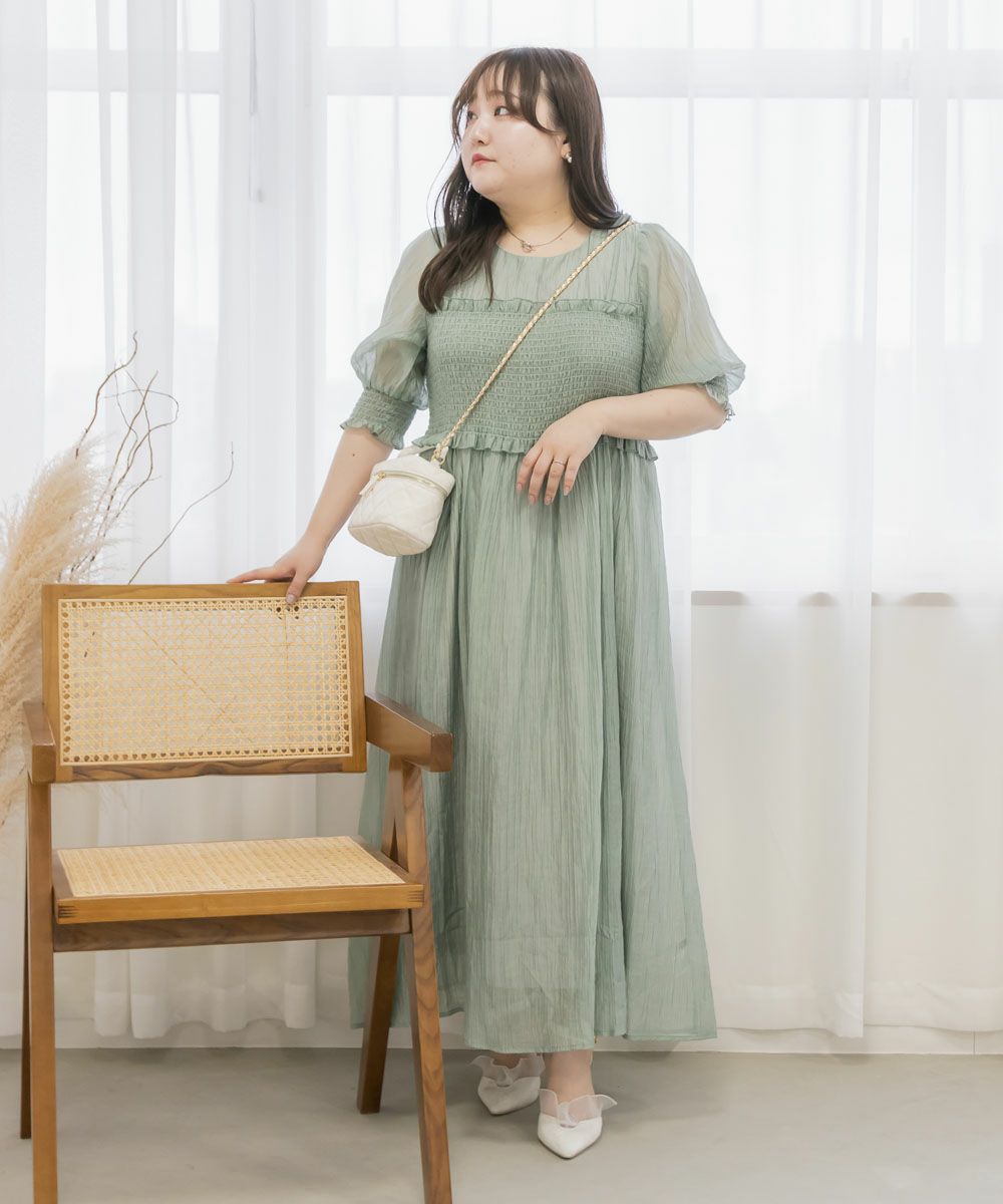 CLETTEオリジナル☆レイヤード風シャーリングワンピース | 大きい  