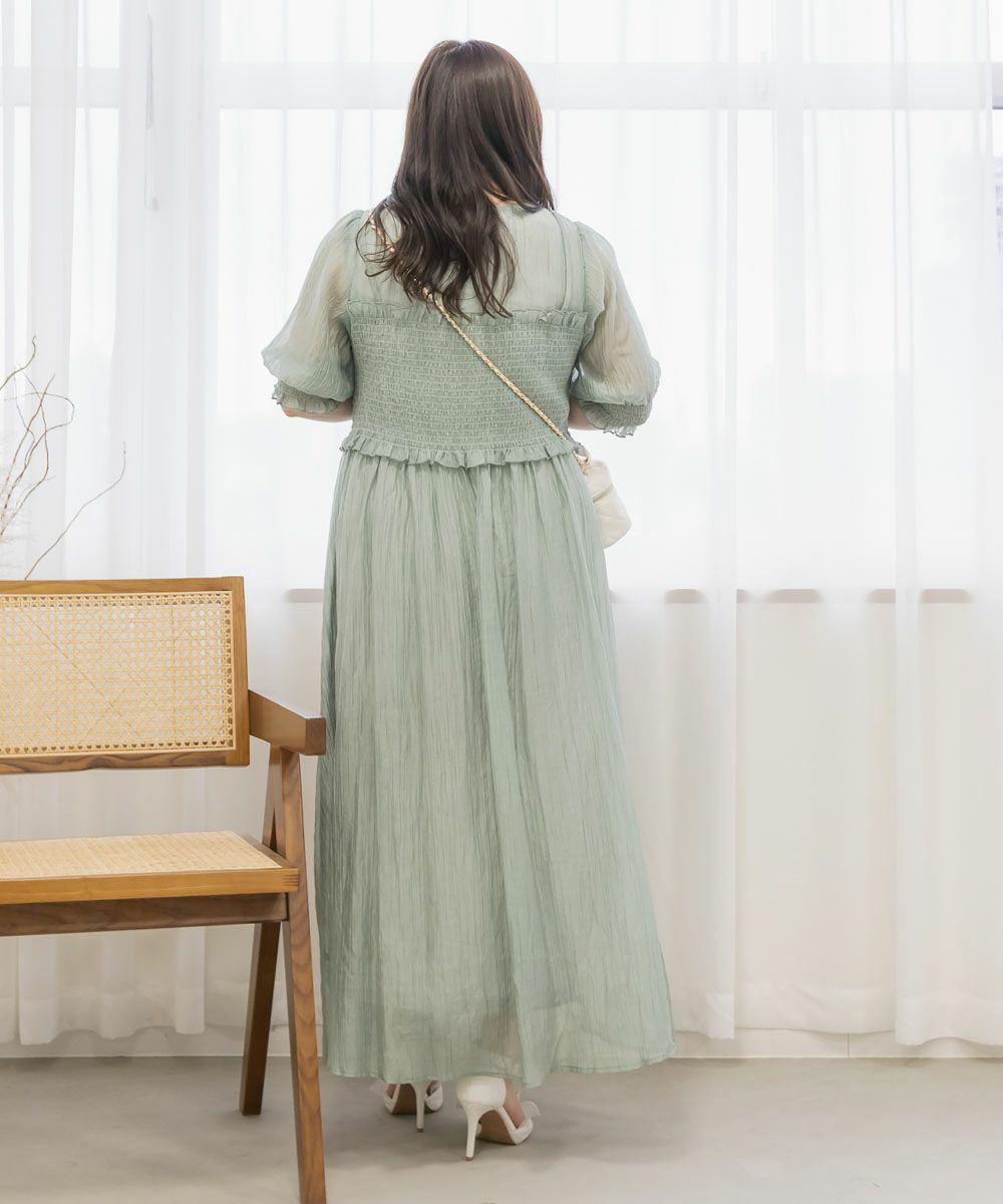 CLETTEオリジナル☆レイヤード風シャーリングワンピース | 大きい  