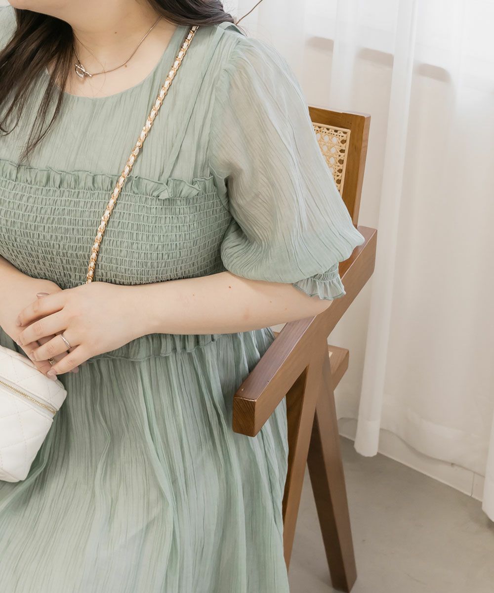 CLETTEオリジナル☆レイヤード風シャーリングワンピース | 大きい  