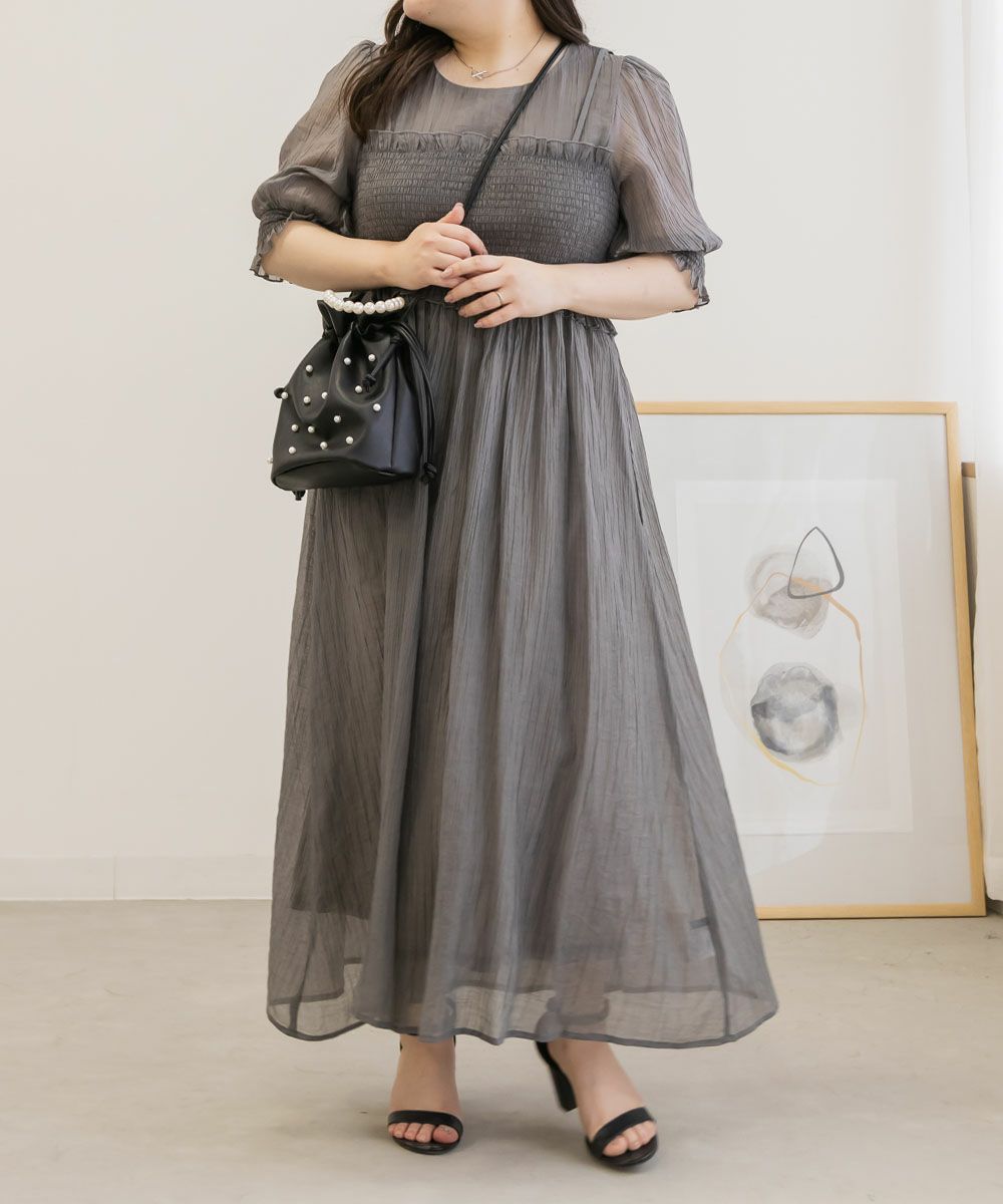 CLETTEオリジナル☆レイヤード風シャーリングワンピース | 大きい  