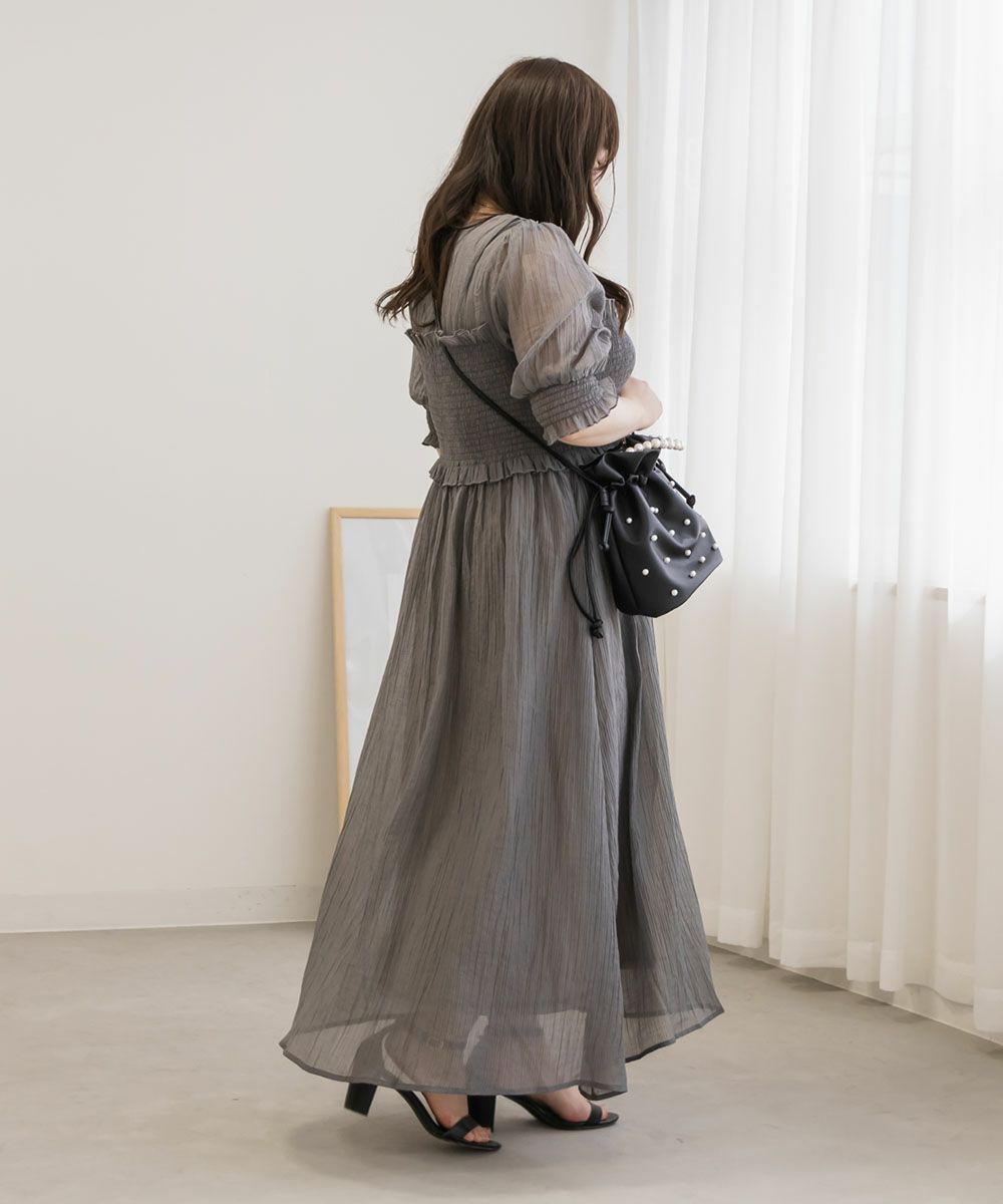 CLETTEオリジナル☆レイヤード風シャーリングワンピース | 大きい  