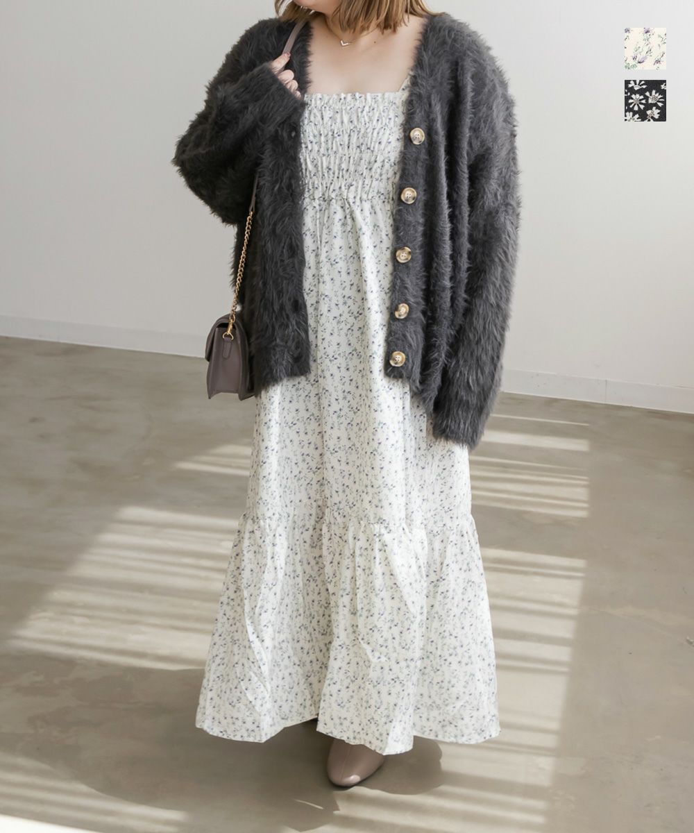花柄シャーリングワンピース | 大きいサイズ レディース専門店 CLETTE  
