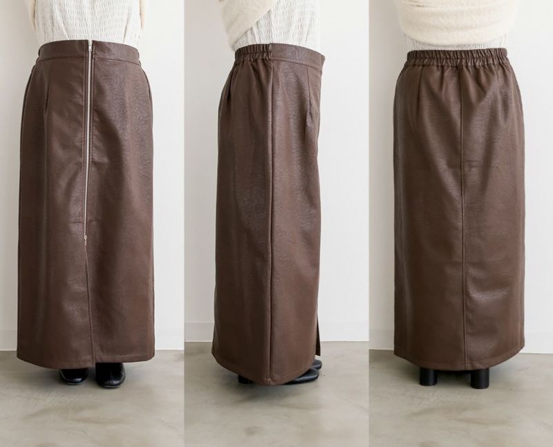 crewre online shop / フェイクレザーナロースカート