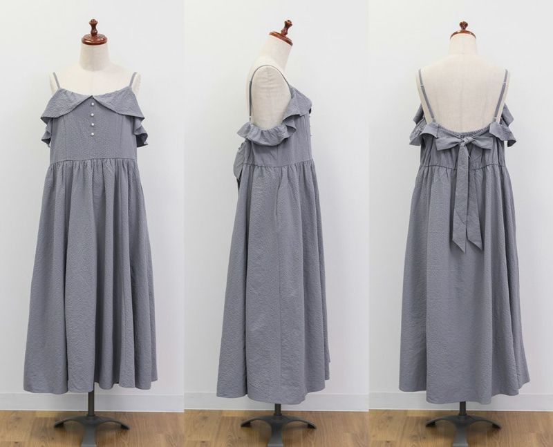 【c&m購入ページ】めいちゃんワンピース80cm/通常/ポンポン/バッグ CLETTEオリジナル☆バックリボンフリルキャミワンピース