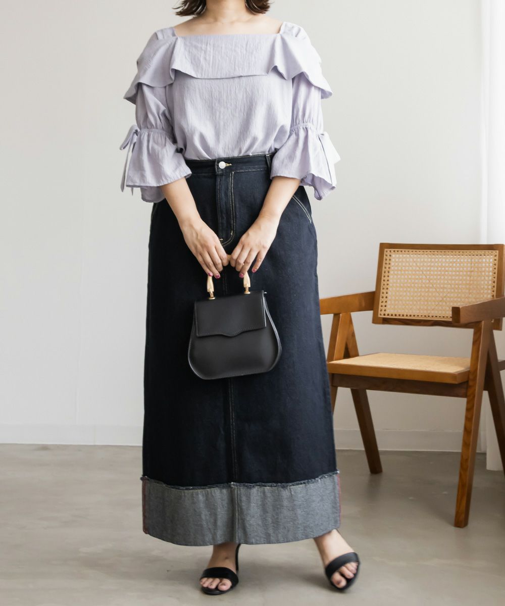 折り返しデニムロングスカート | 大きいサイズ レディース専門店  