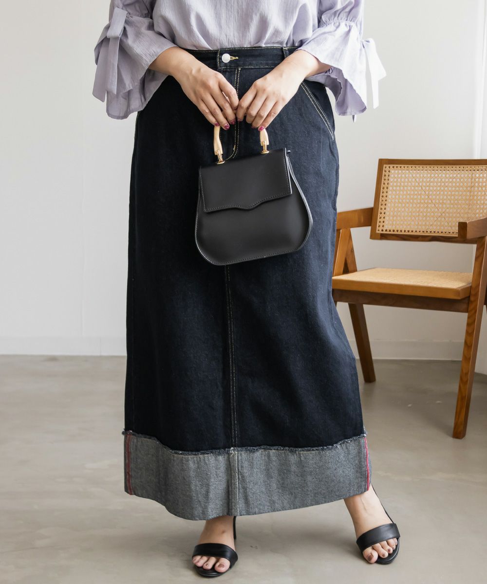 折り返しデニムロングスカート | 大きいサイズ レディース専門店  