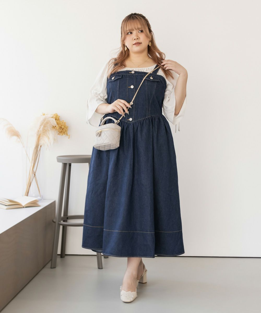 CLETTEオリジナル☆ビスチェ風切替デニムワンピース | 大きいサイズ  