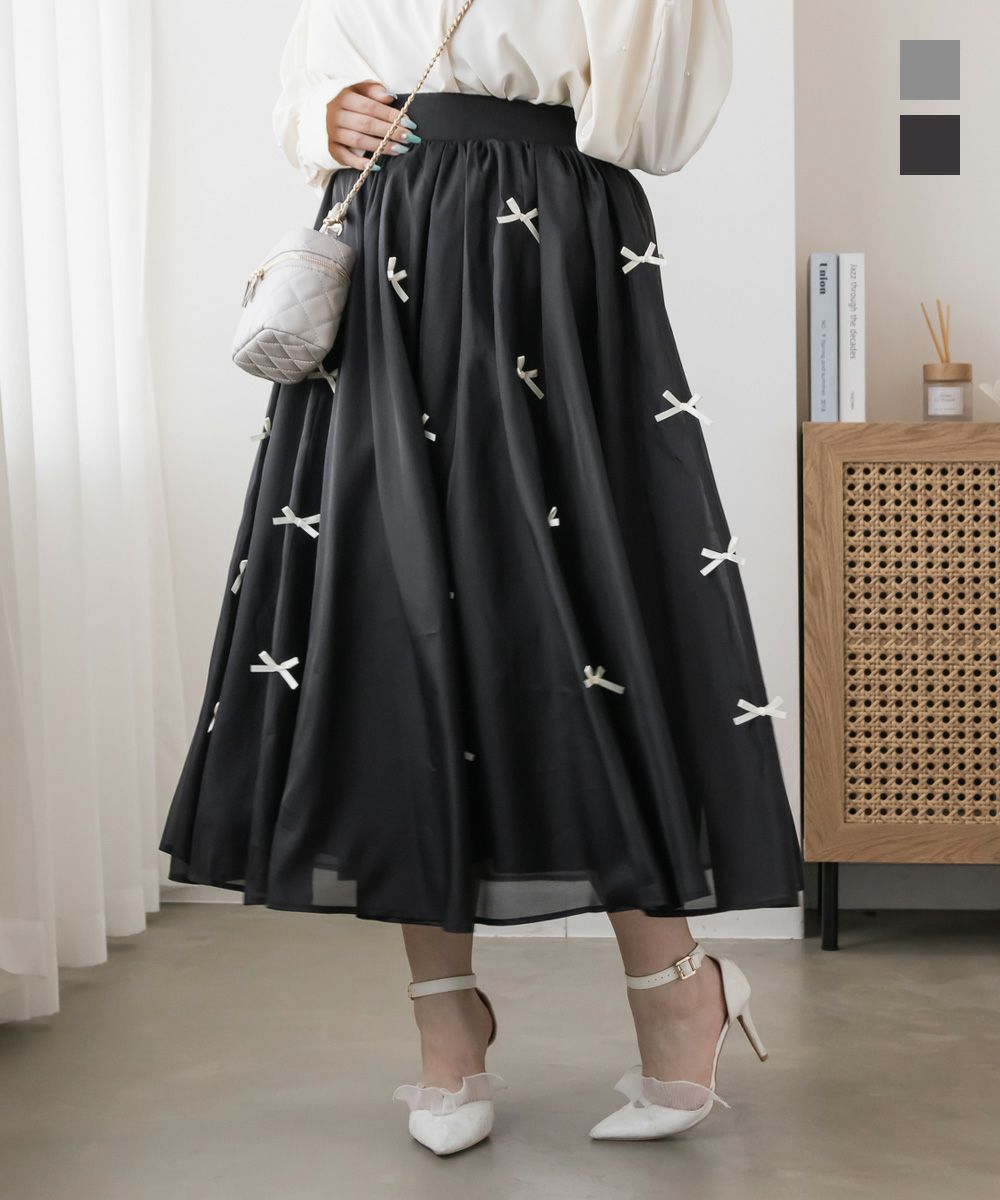 CLETTEオリジナル☆リボンフレアスカート | 大きいサイズ レディース  