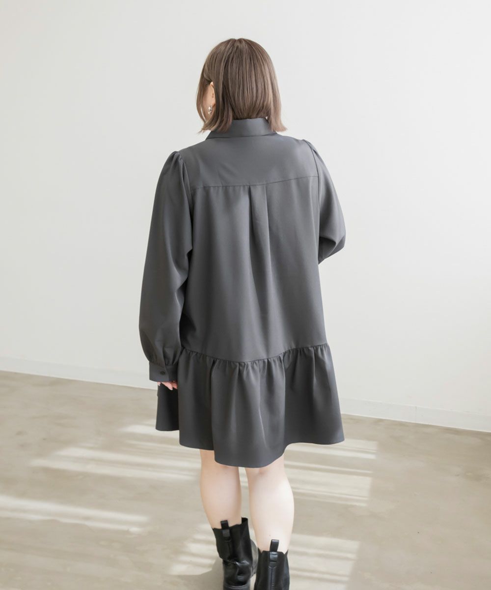 CLETTEオリジナル☆アシメティアード長袖シャツチュニック | 大きい 