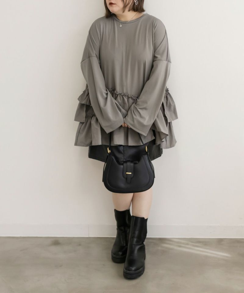 未使用タグ付き✨メクル　ギャザーフリルブラウス　黒　フリーサイズ 31 Sons de mode ブラウス シャツ ヨークギャザーフリルブラウス
