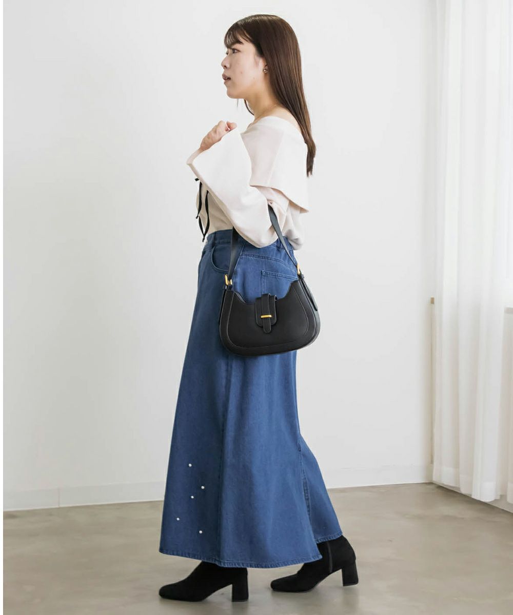 パール付きデニムロングスカート | 大きいサイズ レディース専門店  