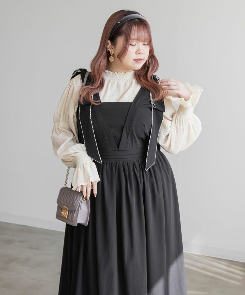 CLETTEオリジナル☆肩リボンジャンスカワンピース | 大きいサイズ