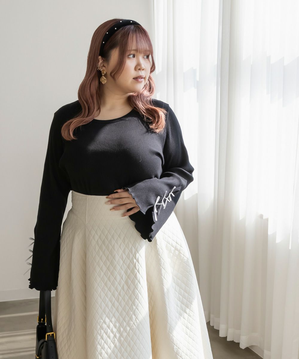 CLETTEオリジナル☆リボン使いフレア袖プルオーバー | 大きいサイズ  