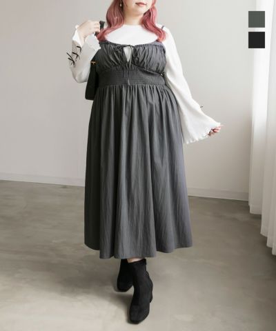 【美品】クレット 袖 リボン 切り替え ワンピース XL 美品】クレット 袖 リボン 切り替え ワンピース XL - メルカリ