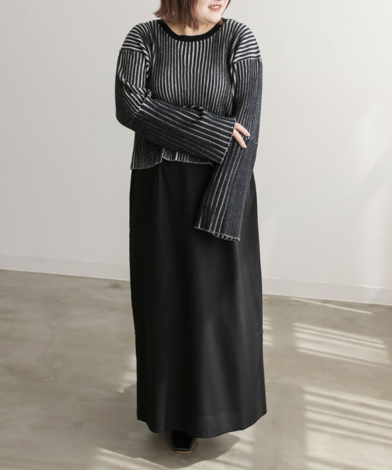 ショート丈フレアスリーブニットプルオーバー | 大きいサイズ